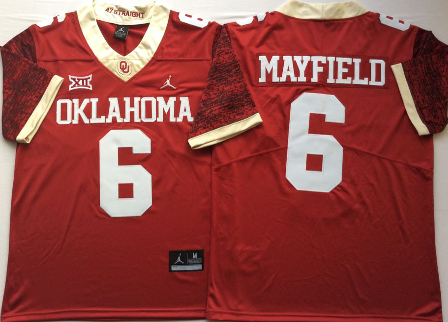 NCAA Men Oklahoma Sooners Red #6 MAYFIELD